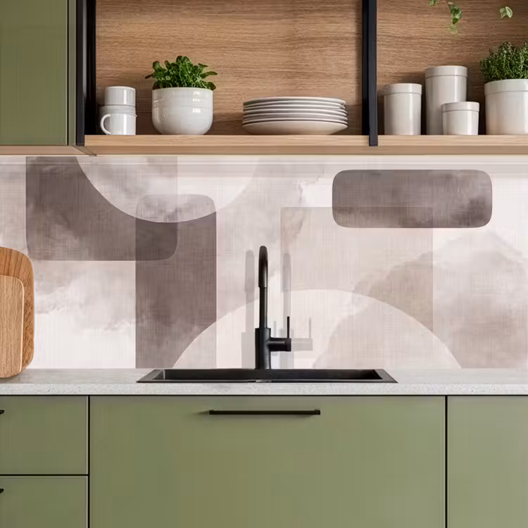 Kitchen Wall Splashback - Abstract Shapes - Beige - Abstracte vormen - Beige keuken achterwand 2 middel