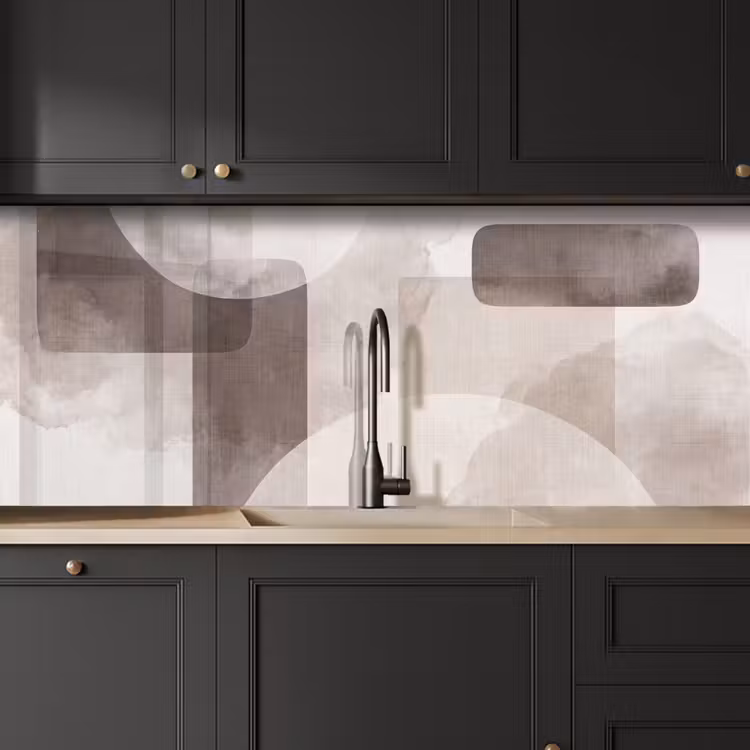 Kitchen Wall Splashback - Abstract Shapes - Beige - Abstracte vormen - Beige keuken achterwand 2 middel