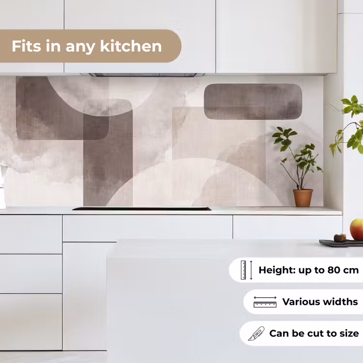 Kitchen Wall Splashback - Abstract Shapes - Beige - Abstracte vormen - Beige keuken achterwand 2 middel