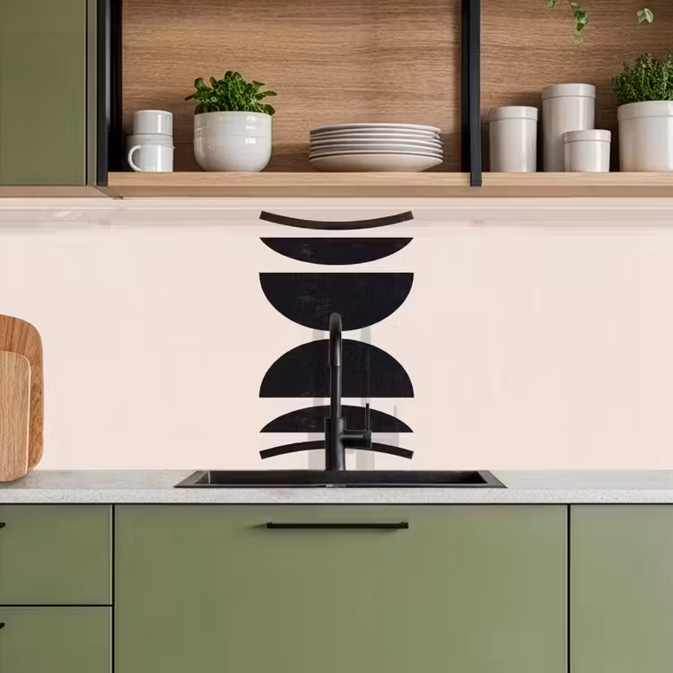 Kitchen Wall Splashback - Abstract - Shapes - Black - Abstract - Vormen - Zwart keuken achterwand 2 middel