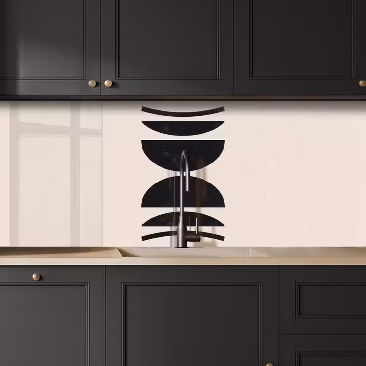 Kitchen Wall Splashback - Abstract - Shapes - Black - Abstract - Vormen - Zwart keuken achterwand 2 middel