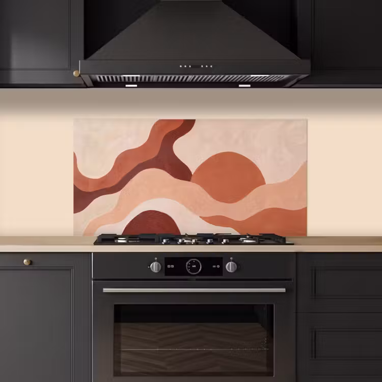 Abstract - Vormen - Organisch - Aardetinten - Modern keuken achterwand spatscherm middel -sfeer1
