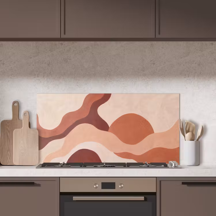 Abstract - Vormen - Organisch - Aardetinten - Modern keuken achterwand spatscherm middel -sfeer2