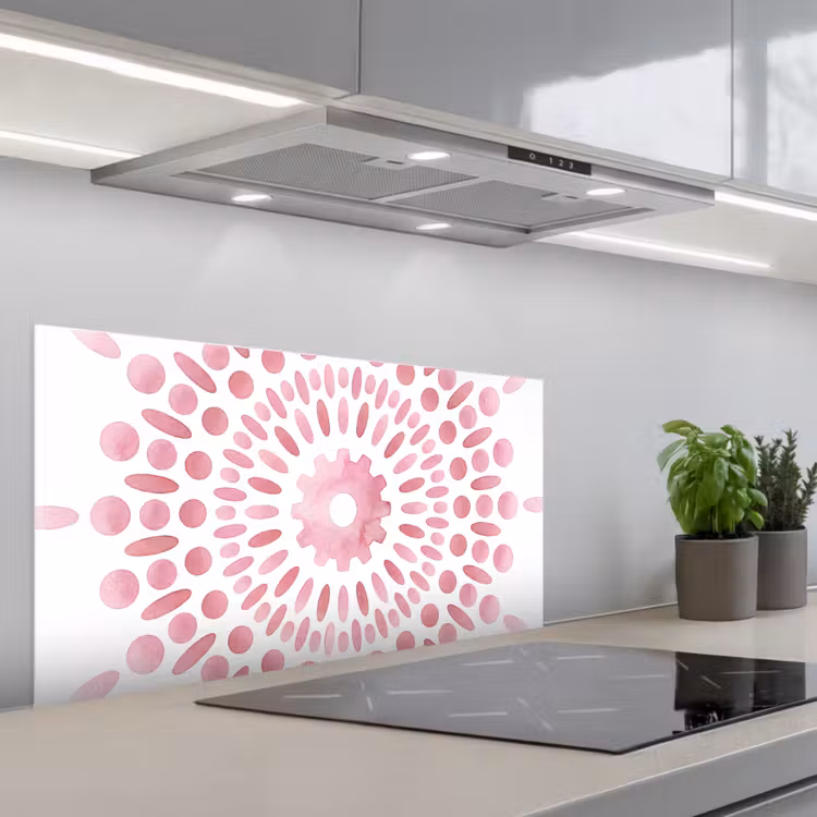 Abstract - Vormen - Patroon - Aquarel - Roze keuken achterwand spatscherm middel -3d_schuin