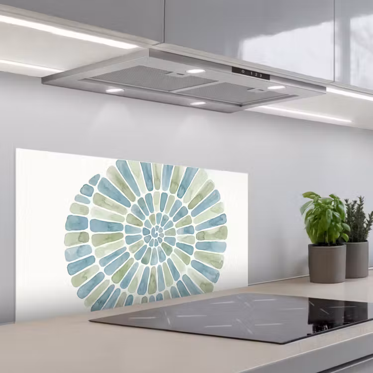 Abstract - Spiraal - Patroon - Modern - Blauw-Groen keuken achterwand spatscherm middel -3d_schuin