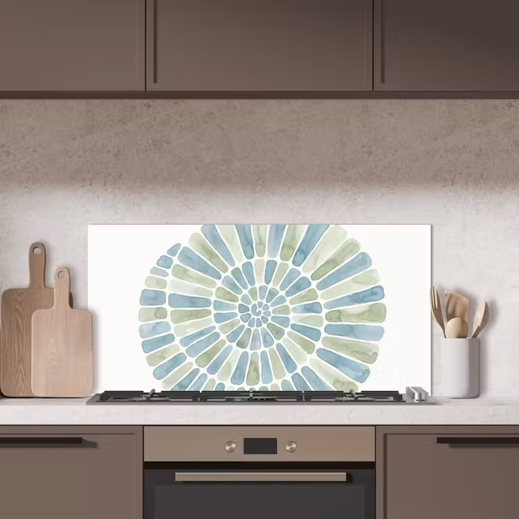Abstract - Spiraal - Patroon - Modern - Blauw-Groen keuken achterwand spatscherm middel -sfeer2