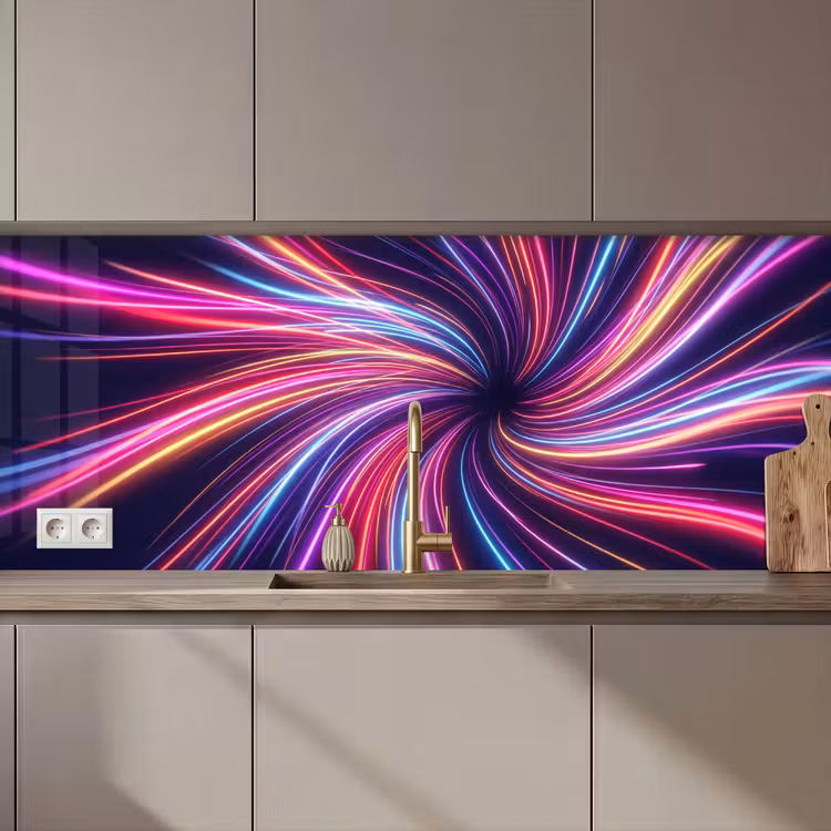 Abstract - Swirl - Futuristic - Neon keuken achterwand 2 middel zz_3dshopping