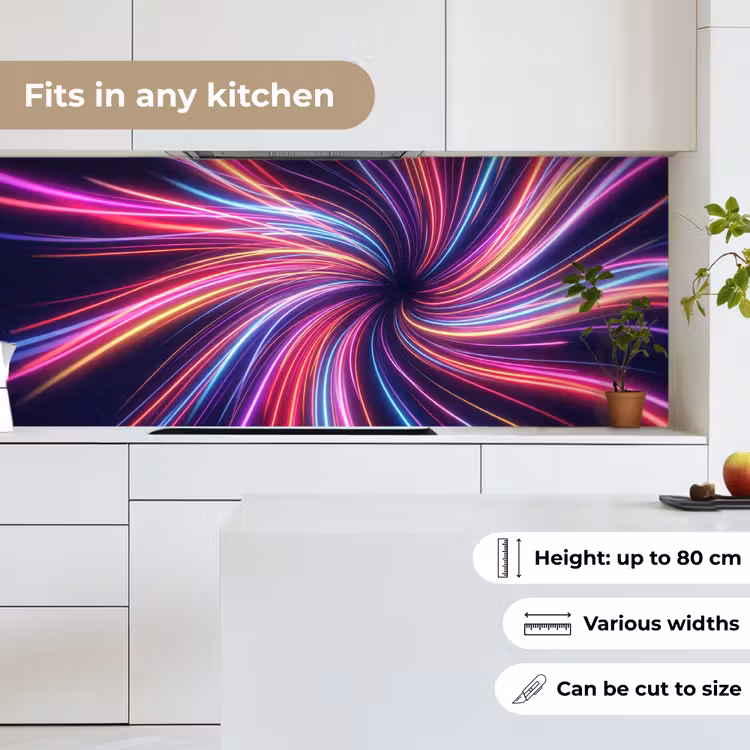 Abstract - Swirl - Futuristic - Neon keuken achterwand 2 middel -sfeer4_UK