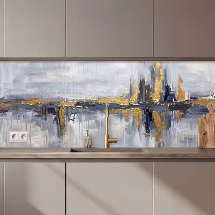 Abstract - Structuur - Goud - Grijs - Modern keuken achterwand 2 middel zz_3dshopping