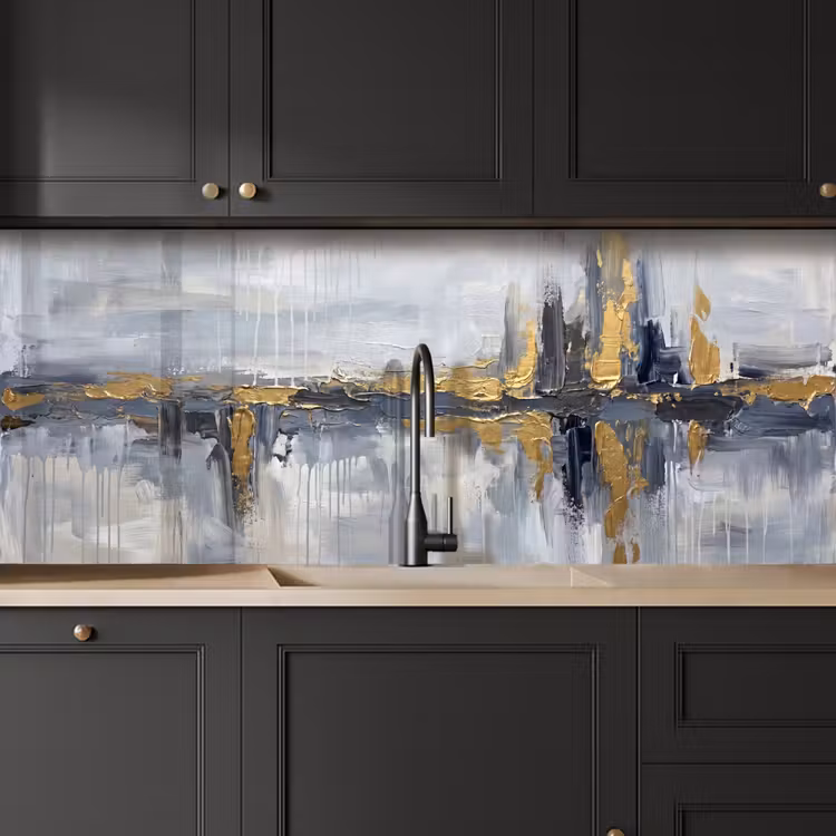 Abstract - Structuur - Goud - Grijs - Modern keuken achterwand 2 middel -sfeer1