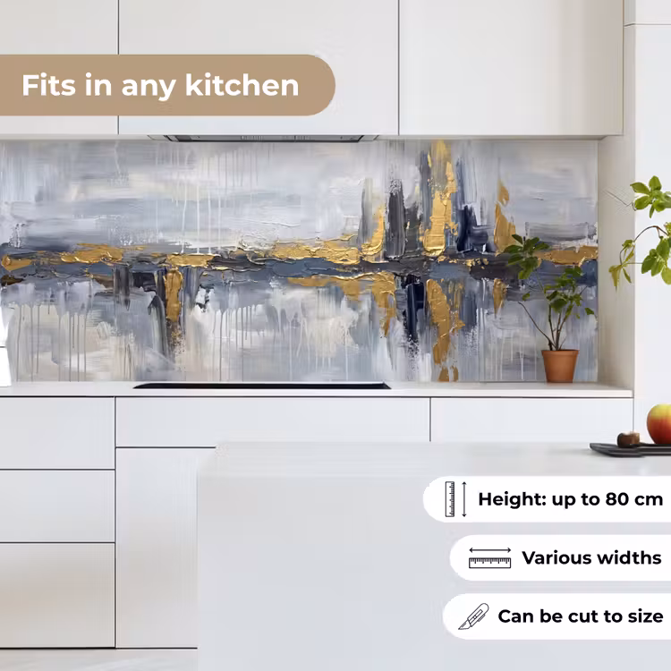 Abstract - Structuur - Goud - Grijs - Modern keuken achterwand 2 middel -sfeer4_UK