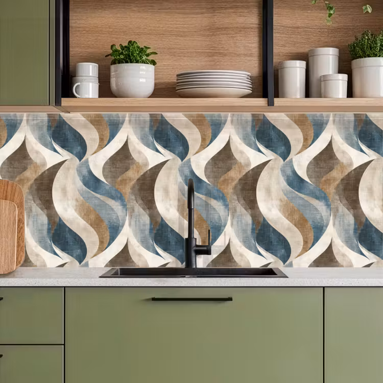 Abstract - Golven - Kleurrijk keuken achterwand 2 middel 871 -sfeer3