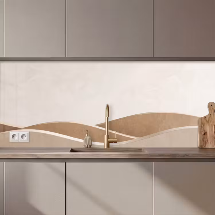 Abstract - Golven - Modern - Beige keuken achterwand 2 middel zz_3dshopping