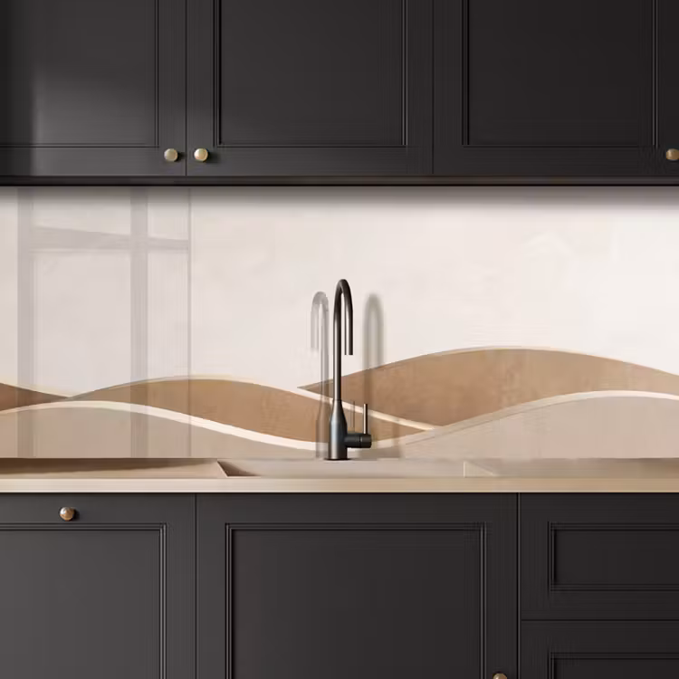 Abstract - Golven - Modern - Beige keuken achterwand 2 middel -sfeer1