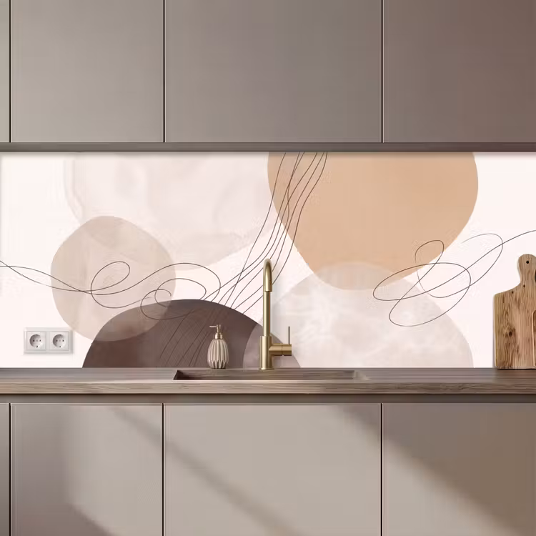 Kitchen Wall Splashback - Abstraction - Beige - Modern - Abstractie - Beige - Modern keuken achterwand 2 middel zz_3dshopping