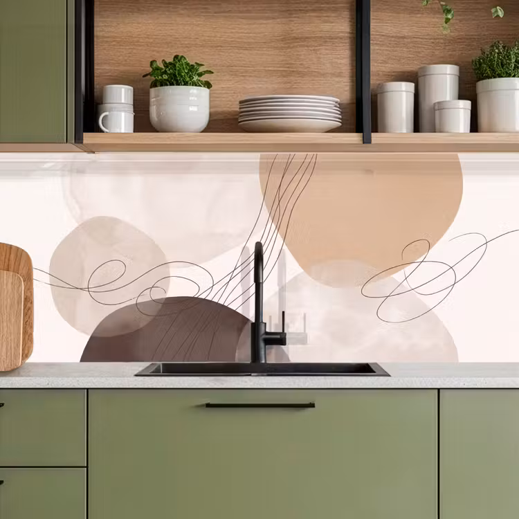 Kitchen Wall Splashback - Abstraction - Beige - Modern - Abstractie - Beige - Modern keuken achterwand 2 middel