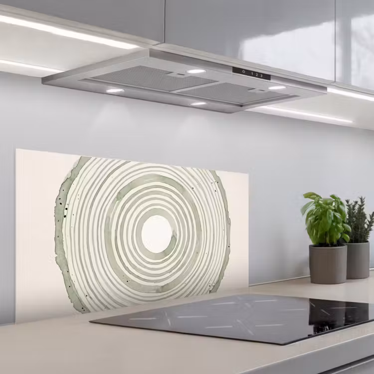 Abstractie - Cirkels - Waterverf - Groen - Modern keuken achterwand spatscherm middel -3d_schuin
