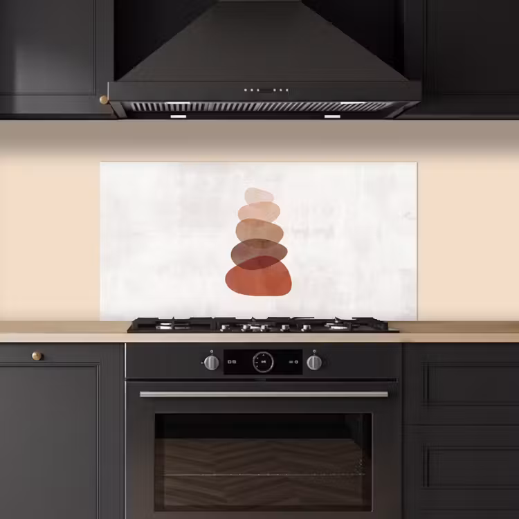 Abstractie - Gestapeld - Balans - Modern - Aardetinten keuken achterwand spatscherm middel -sfeer1