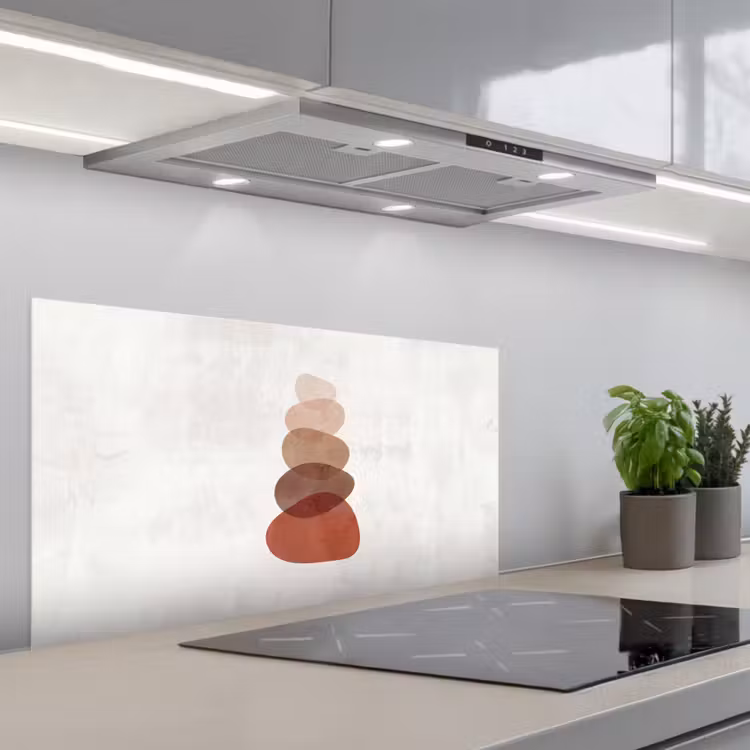 Abstractie - Gestapeld - Balans - Modern - Aardetinten keuken achterwand spatscherm middel -3d_schuin