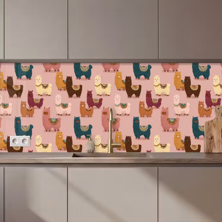 Alpaca's - Patroon - Kleurrijk keuken achterwand 2 middel 871 zz_3dshopping