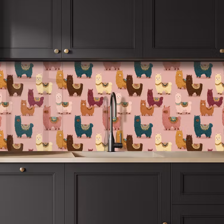 Alpaca's - Patroon - Kleurrijk keuken achterwand 2 middel 871 -sfeer1