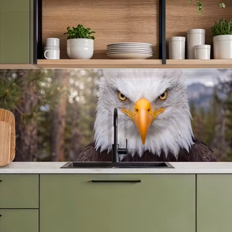 Amerikaans - Zeearend - Portret - Geel keuken achterwand 2 middel -sfeer3