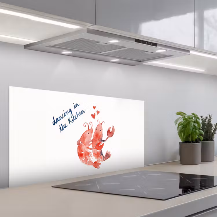 Dier - Dans - Liefde - Waterverf - Rood keuken achterwand spatscherm middel -3d_schuin