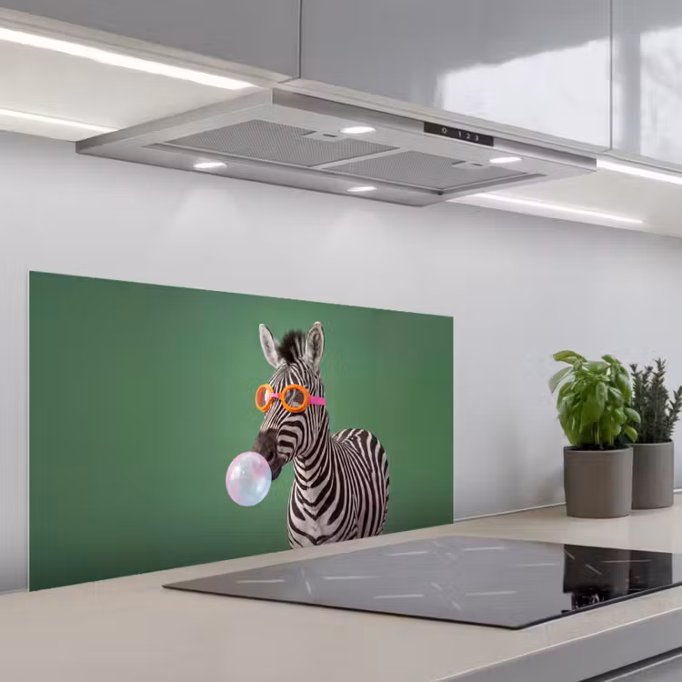 Dier - Bril - Bel - Modern - Groen keuken achterwand spatscherm middel -3d_schuin