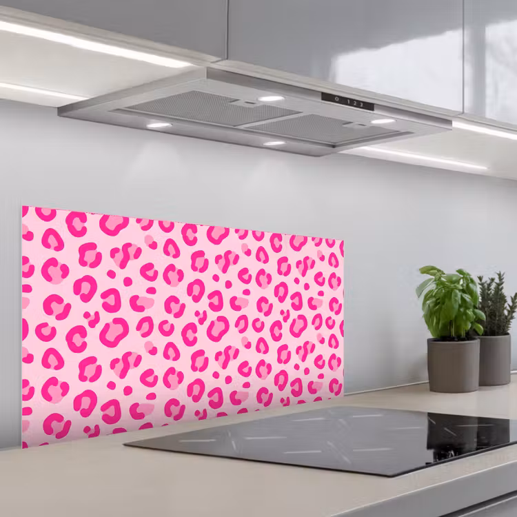 Dierenprint - Patroon - Abstract - Modern - Roze keuken achterwand spatscherm middel -3d_schuin