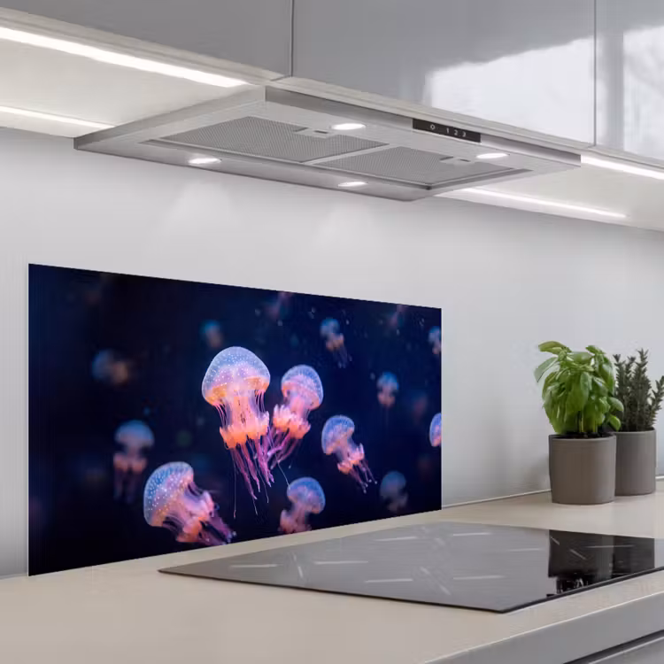 Dier - Onderwater - Natuur - Roze - Mysterieus keuken achterwand spatscherm middel -3d_schuin