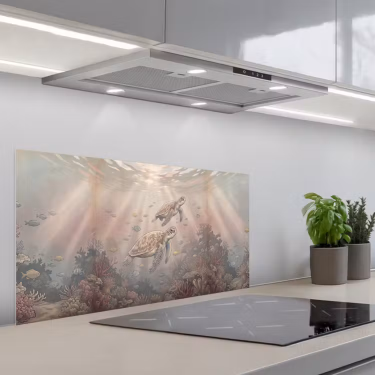 Dier - Onderwater - Oceaan - Illustratie - Zeeleven keuken achterwand spatscherm middel -3d_schuin