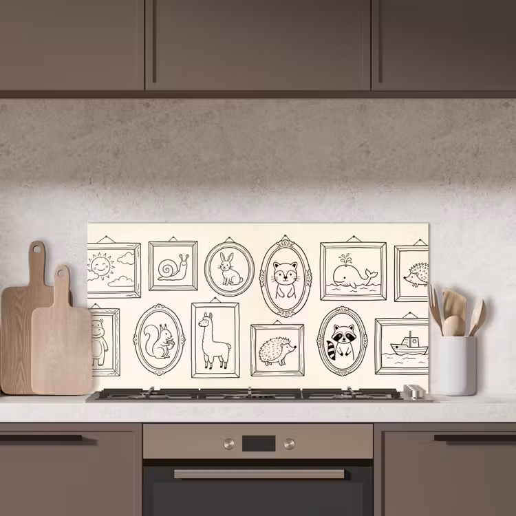 Dieren - Illustratie - Lijsten - Galerij - Speels keuken achterwand spatscherm middel -sfeer2