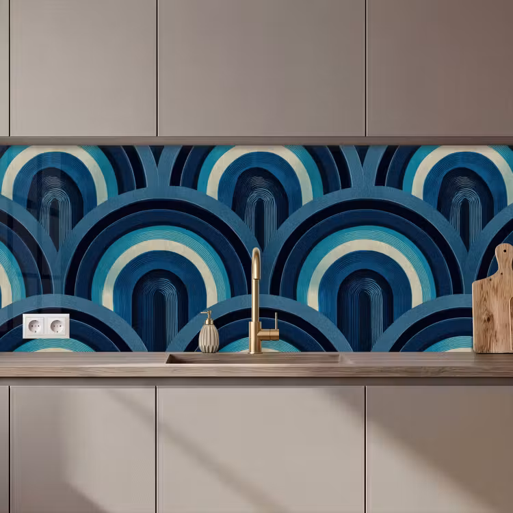 Bogen - Geometrisch - Patroon - Blauw - Retro keuken achterwand 2 middel 871 zz_3dshopping