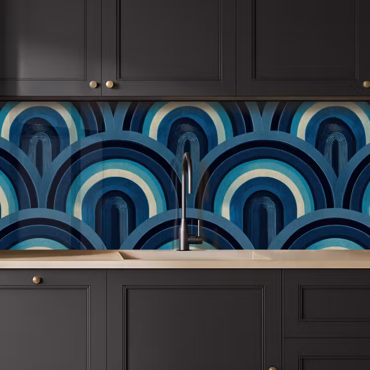 Bogen - Geometrisch - Patroon - Blauw - Retro keuken achterwand 2 middel 871 -sfeer1