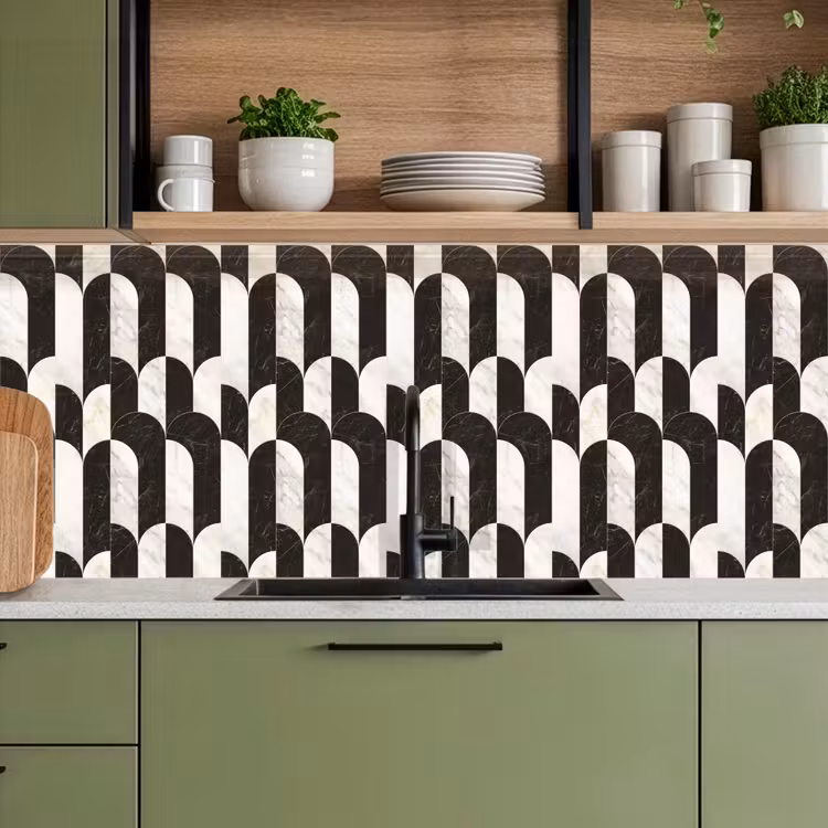 Bogen - Tegels - Marmer - Zwart - Wit keuken achterwand 2 middel 871 -sfeer3