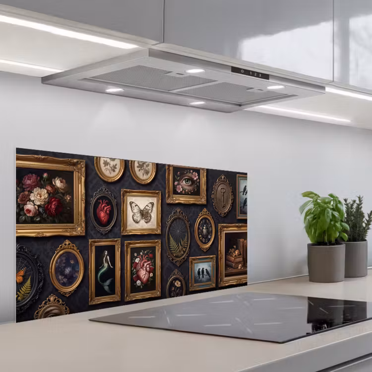 Kunst - Collectie - Vintage - Klassiek - Donker keuken achterwand spatscherm middel -3d_schuin