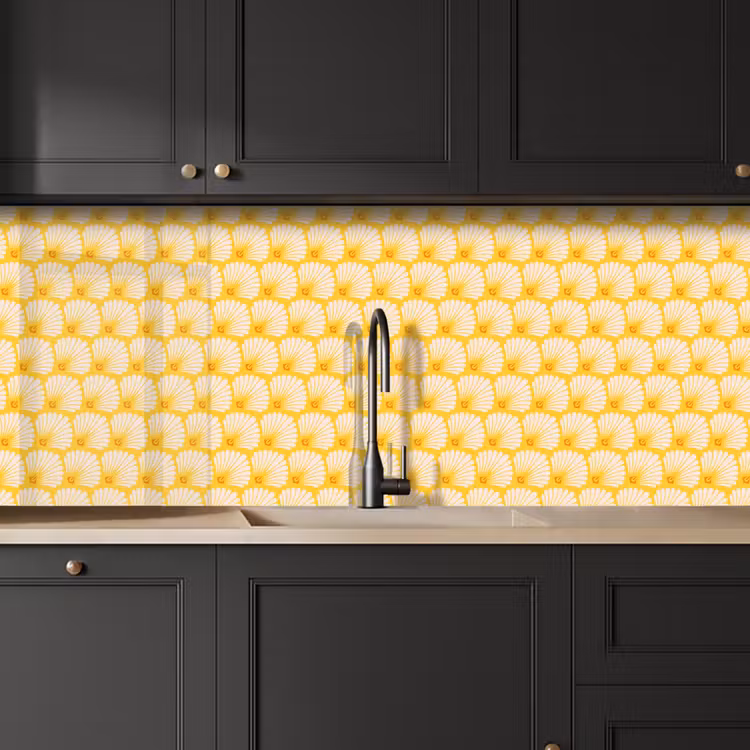 Art Deco - Design - Schelp - Geel keuken achterwand 2 middel 871 -sfeer1