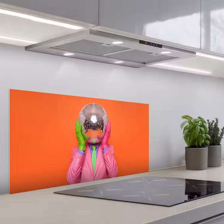 Kunst - Disco bal - Kleurrijk - Modern - Studio keuken achterwand spatscherm middel -3d_schuin