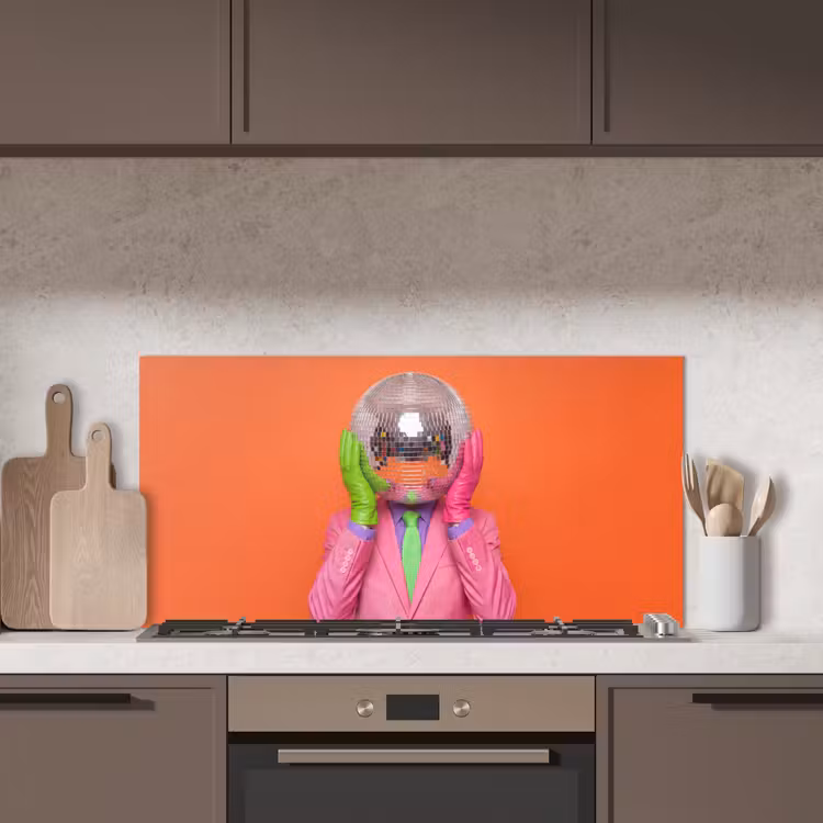 Kunst - Disco bal - Kleurrijk - Modern - Studio keuken achterwand spatscherm middel -sfeer2