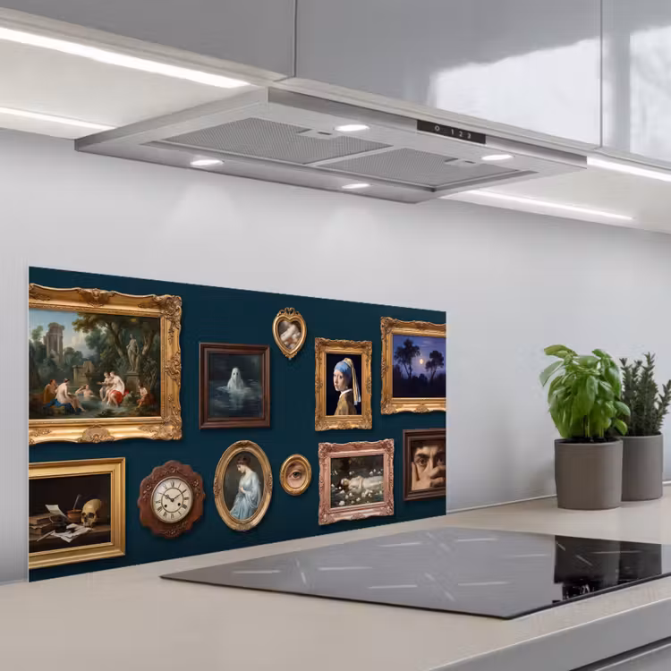 Kunst - Schilderijen - Decoratie - Klassiek - Groen keuken achterwand spatscherm middel -3d_schuin
