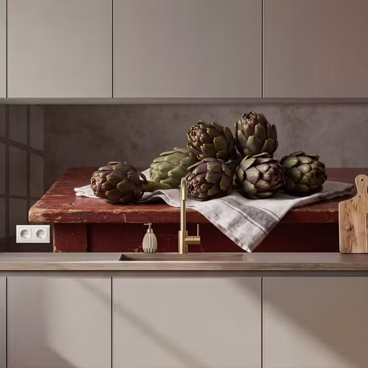 Kitchen Wall Splashback - Artichoke - Food - Rustic - Artisjok - Eten - Rustiek keuken achterwand 2 middel zz_3dshopping