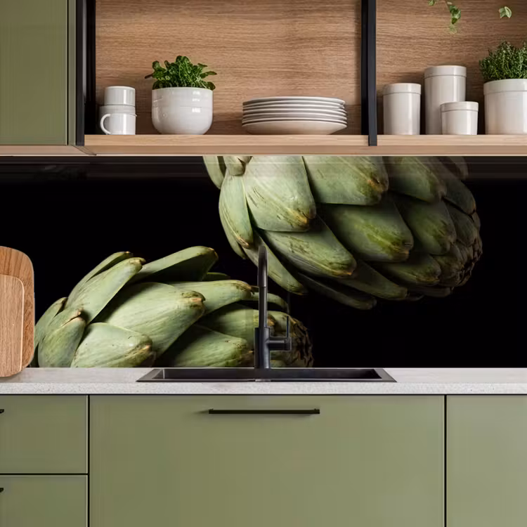 Kitchen Wall Splashback - Artichoke - Green - Food - Artisjok - Groen - Eten keuken achterwand 2 middel
