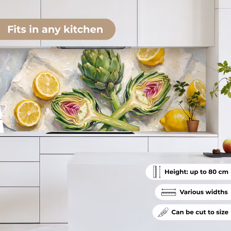 Kitchen Wall Splashback - Artichoke - Lemon - Food - Artisjok - Citroen - Eten keuken achterwand 2 middel