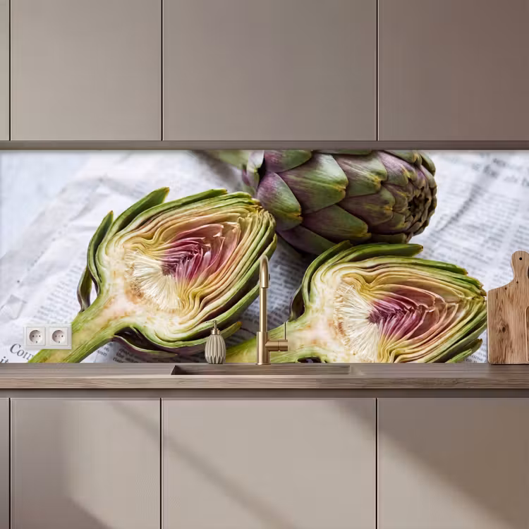 Kitchen Wall Splashback - Artichoke - Sliced - Food - Artisjok - Doorgesneden - Eten keuken achterwand 2 middel zz_3dshopping