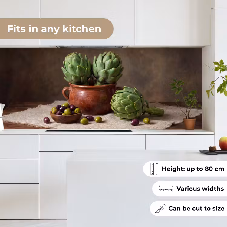 Kitchen Wall Splashback - Artichokes - Olives - Food - Artisjokken - Olijven - Eten keuken achterwand 2 middel