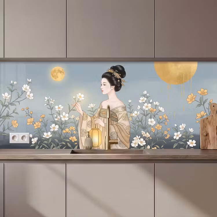 Aziatisch - Vrouw - Kimono keuken achterwand 2 middel zz_3dshopping