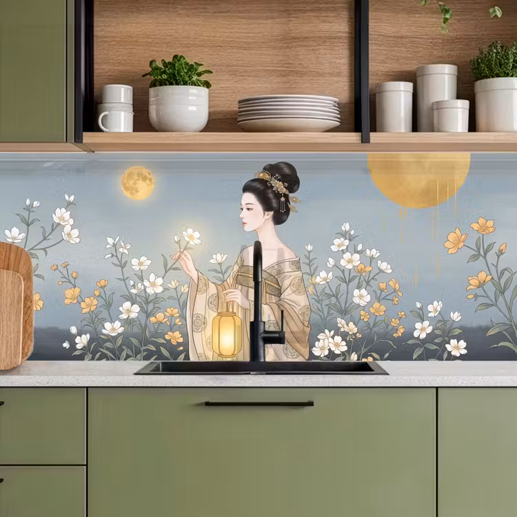 Aziatisch - Vrouw - Kimono keuken achterwand 2 middel -sfeer3