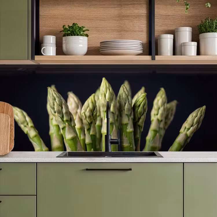 Asperges - Groen - Zwart keuken achterwand 2 middel -sfeer3