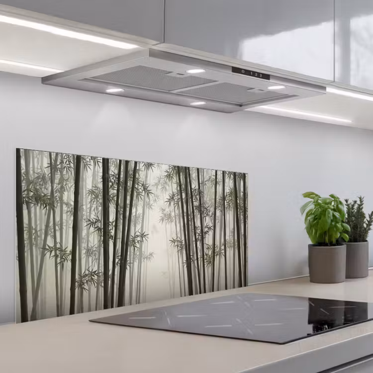 Bamboe - Bos - Mist - Natuur keuken achterwand spatscherm middel -3d_schuin