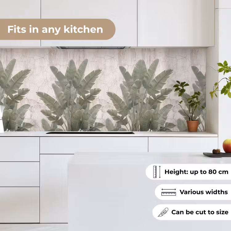 Bananenbladeren - Beton - Groen keuken achterwand 2 middel -sfeer4_UK
